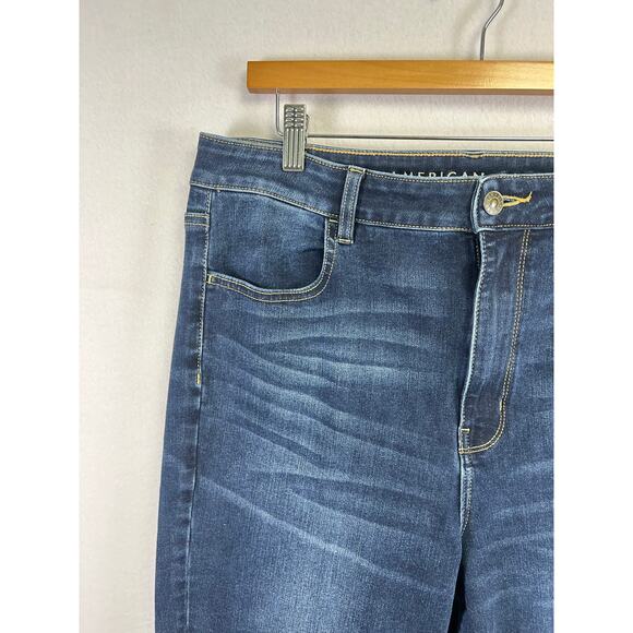 Woman's American Eagle High Rise Dark Wash Skinny Jeans - Size 14 - Picture 5 of 12